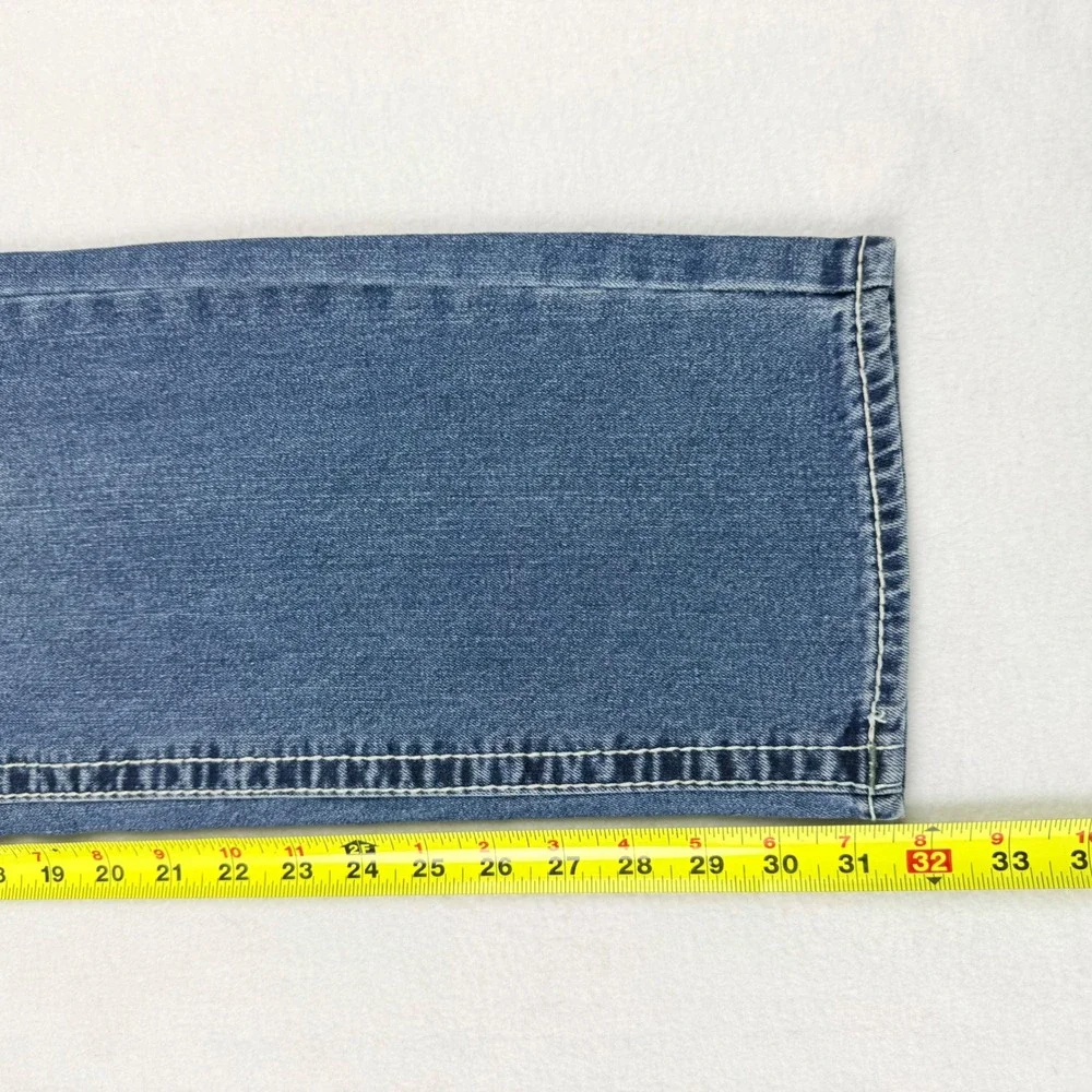 True Religion Men's Geno Big T Flap Slim Stretch Blue Denim Jeans 36x32 NWT $199